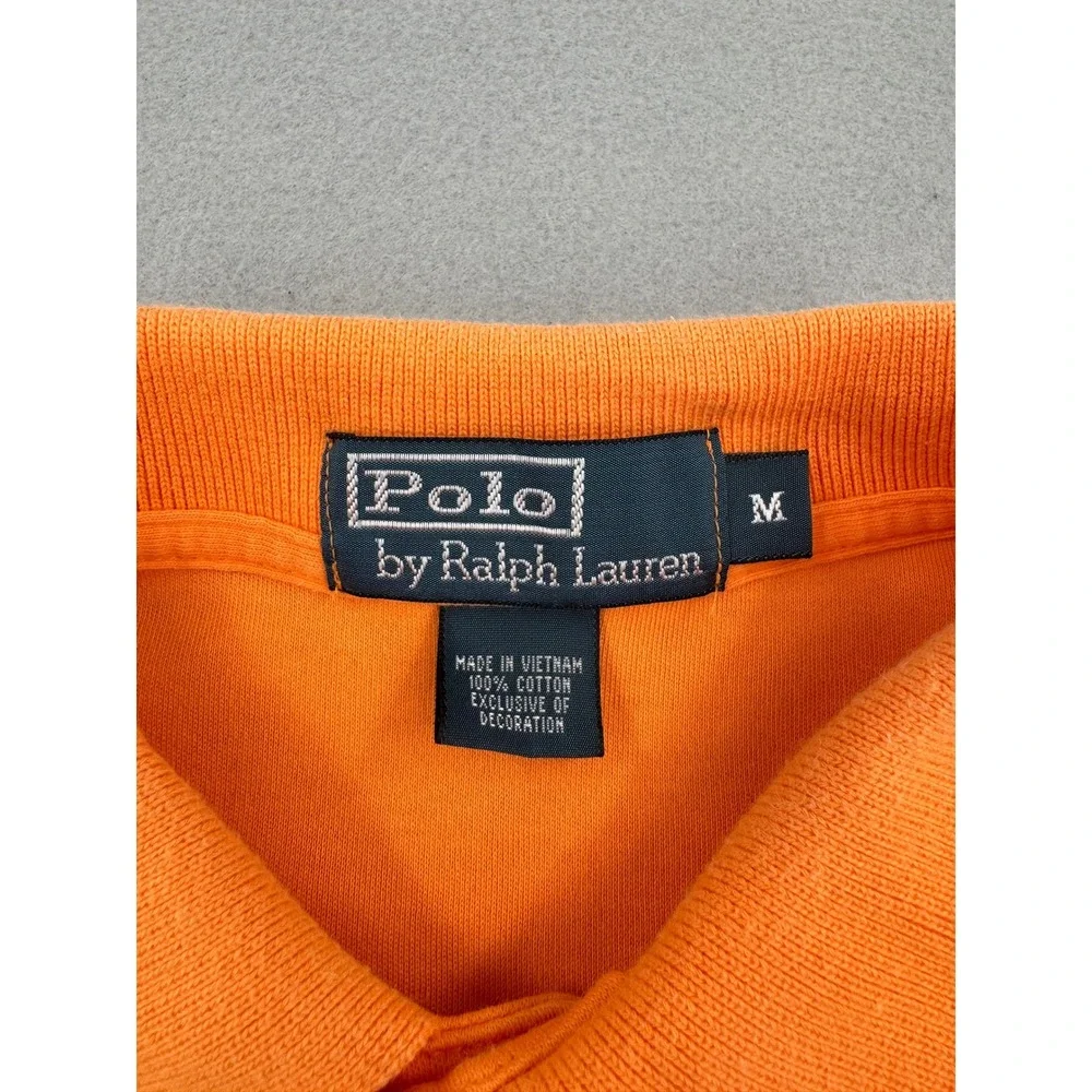 Polo Ralph Lauren Mens M Short Sleeve Pique Cotton Polo Orange Casual Preppy Ivy